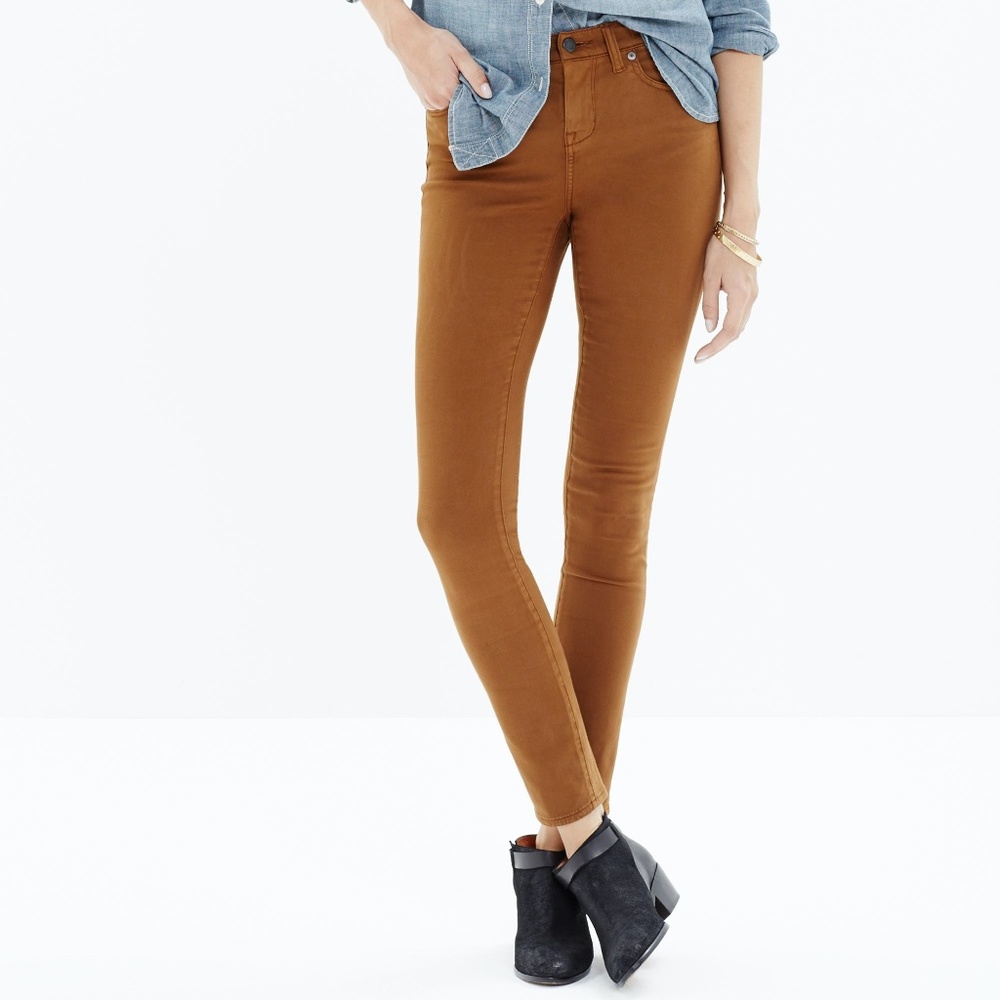 Madewell Camel Brown High-Rise Skinny Sateen Jeans